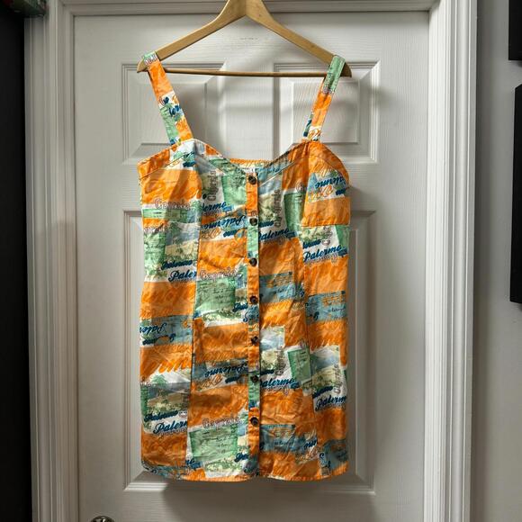 ASOS Dresses & Skirts - ASOS DESIGN twill cupped mini dress in postcard print, size 10